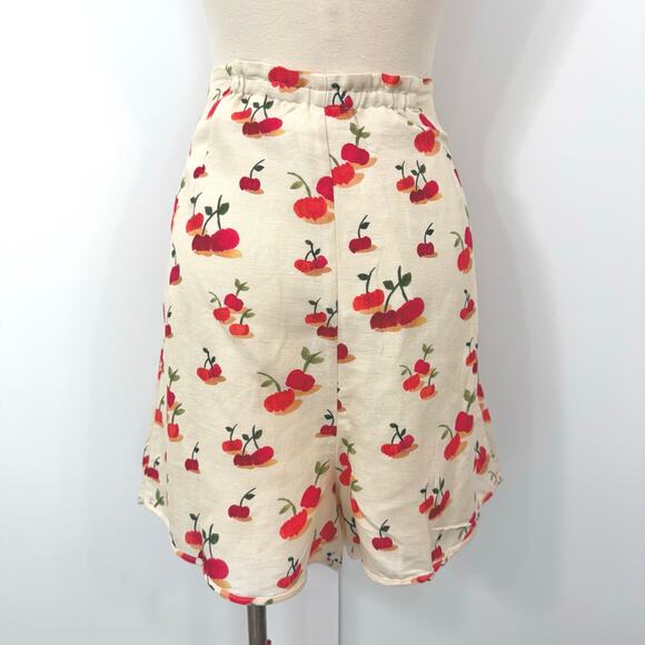 Farm Rio Cherry Linen Blend Skort Skirt with Shorts L NWT - Picture 4 of 12